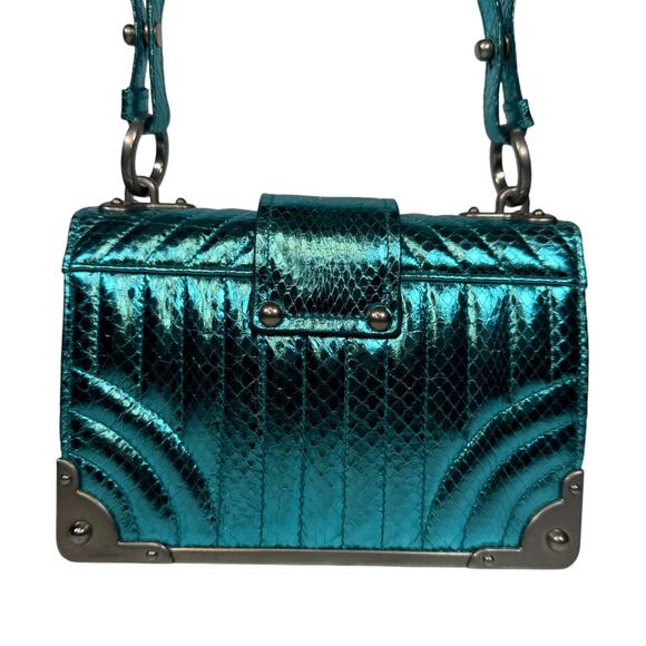 Prada Metallic Snakeskin Bag Cahier Shoulder/Crossbody Ayers Impunture Aqua SHW - Picture 2 of 16